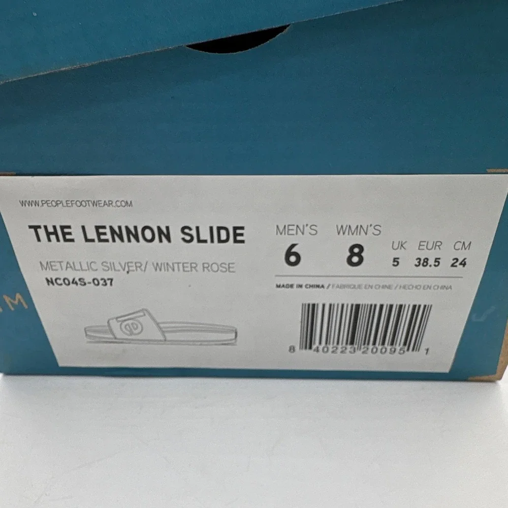 People Footwear The Lennon Slide Sandal Slip-On Metallic Silver/Pink Unisex